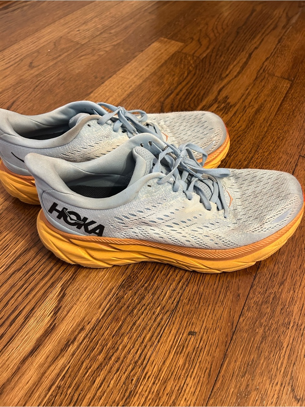 HOKA Clifton Blue & Yellow Running Shoes size 9